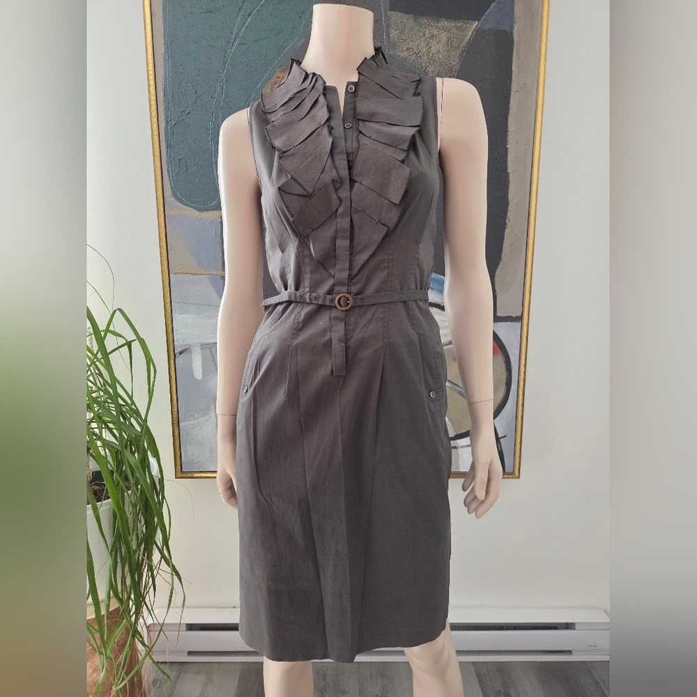 Hugo Boss | Sleeveless Ruffled and Belted Dress